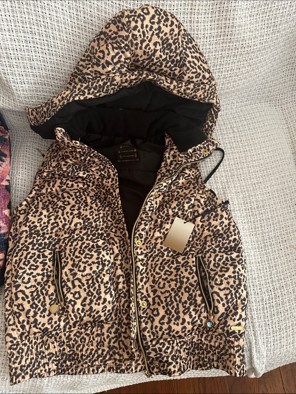 NWT Calvin Klein Performance Leopard-Print Vest in Black & Tan S